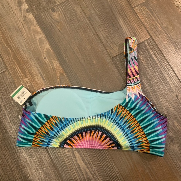 NWT Bar III Sunburst Geo Bikini Swim Top Women’s Large One Shoulder Padded - Picture 5 of 6